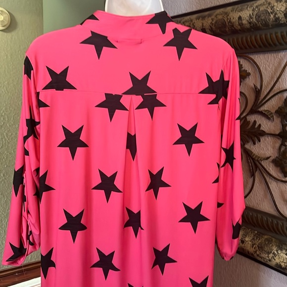 Hamish U.S.A top - Pink with black stars V- Neck Sz S - Picture 7 of 10